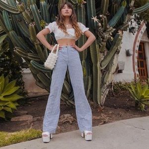 Blue gingham bell bottoms